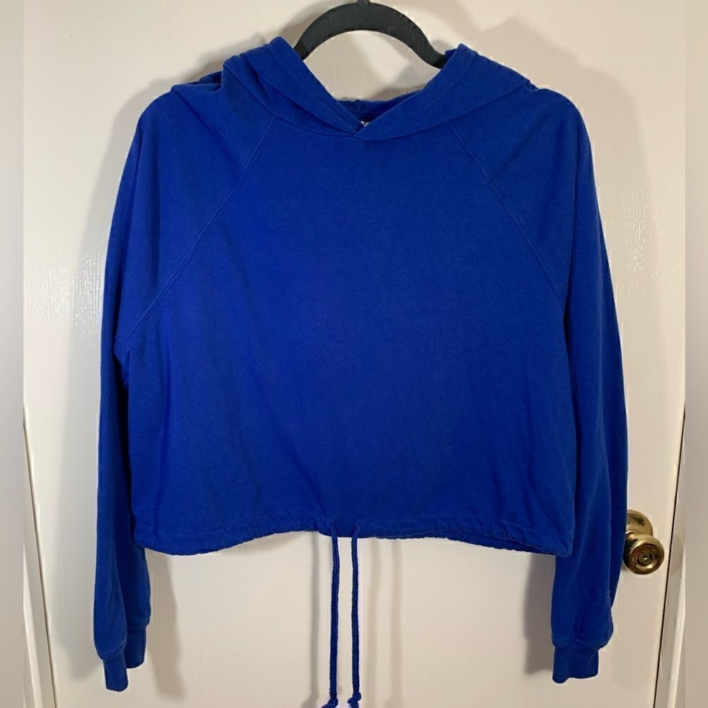 Divided EUC blue cropped drawstring waist hooded sweatshirt Size medium